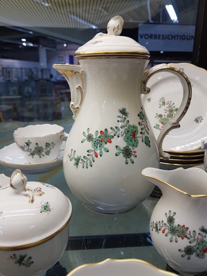 26983249c - Kaffeeservice, Meissen, indischer Blumenzweig für 6 Personen, kupfergrün und rot, ...