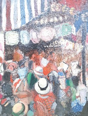 26983303k - Unleserlicher Künstler, Öl/Lwd, rechts unten unleserlich sign.., R. gesamt ca. 80x64 cm