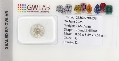 Image Loser Brillant, 2.66 ct l. get. Weiß/p3, eingeschweißt, mit GWLAB-Expertise, Blister ...