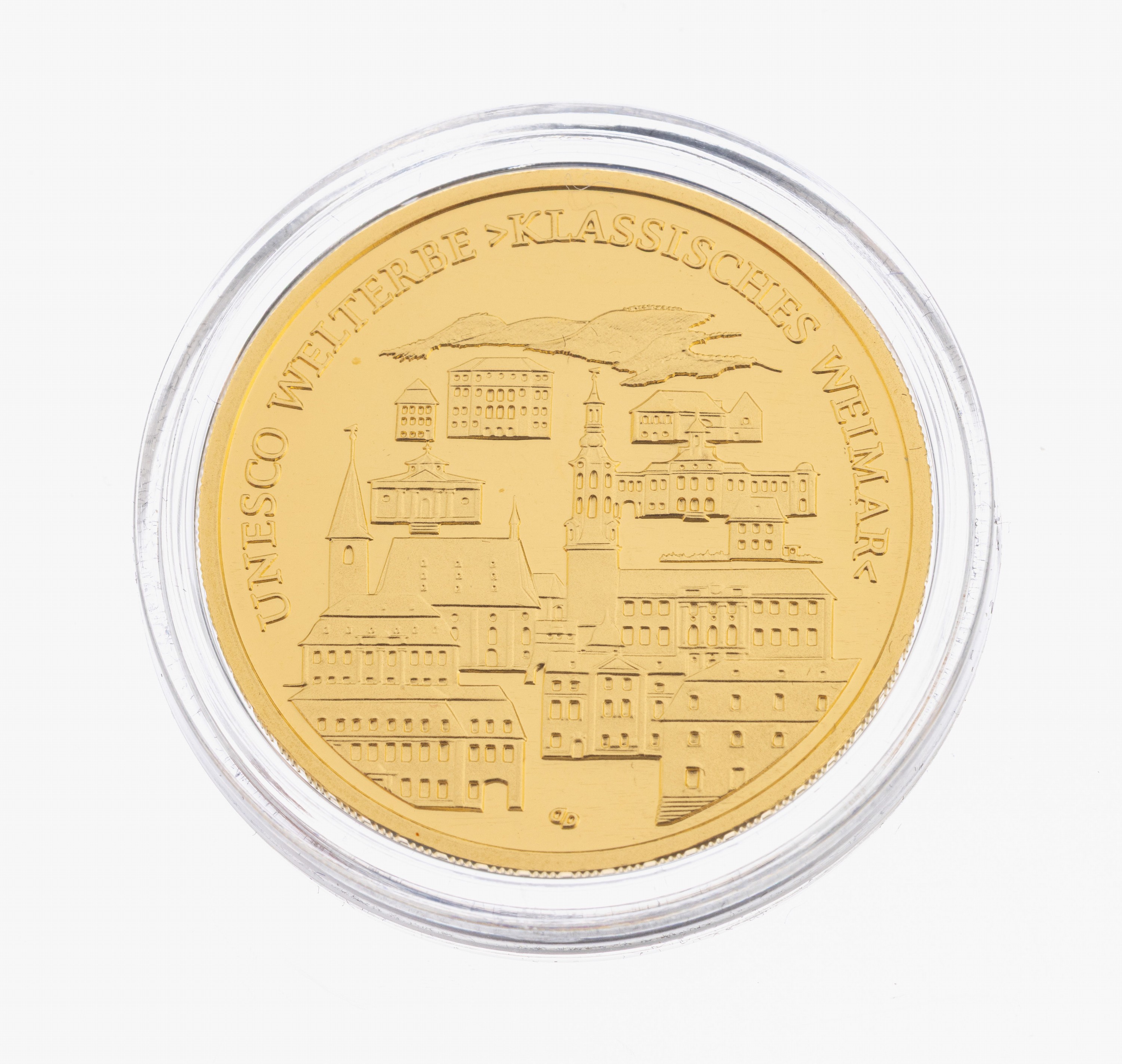 100 Euro Goldmünze, 2006, GG 999/000, 1/2 Unze, 15.55 g, UNESCO-Welterbe KlassischesWeimar, Münzkapsel, Auflage 350000, orig. Etuiund ...