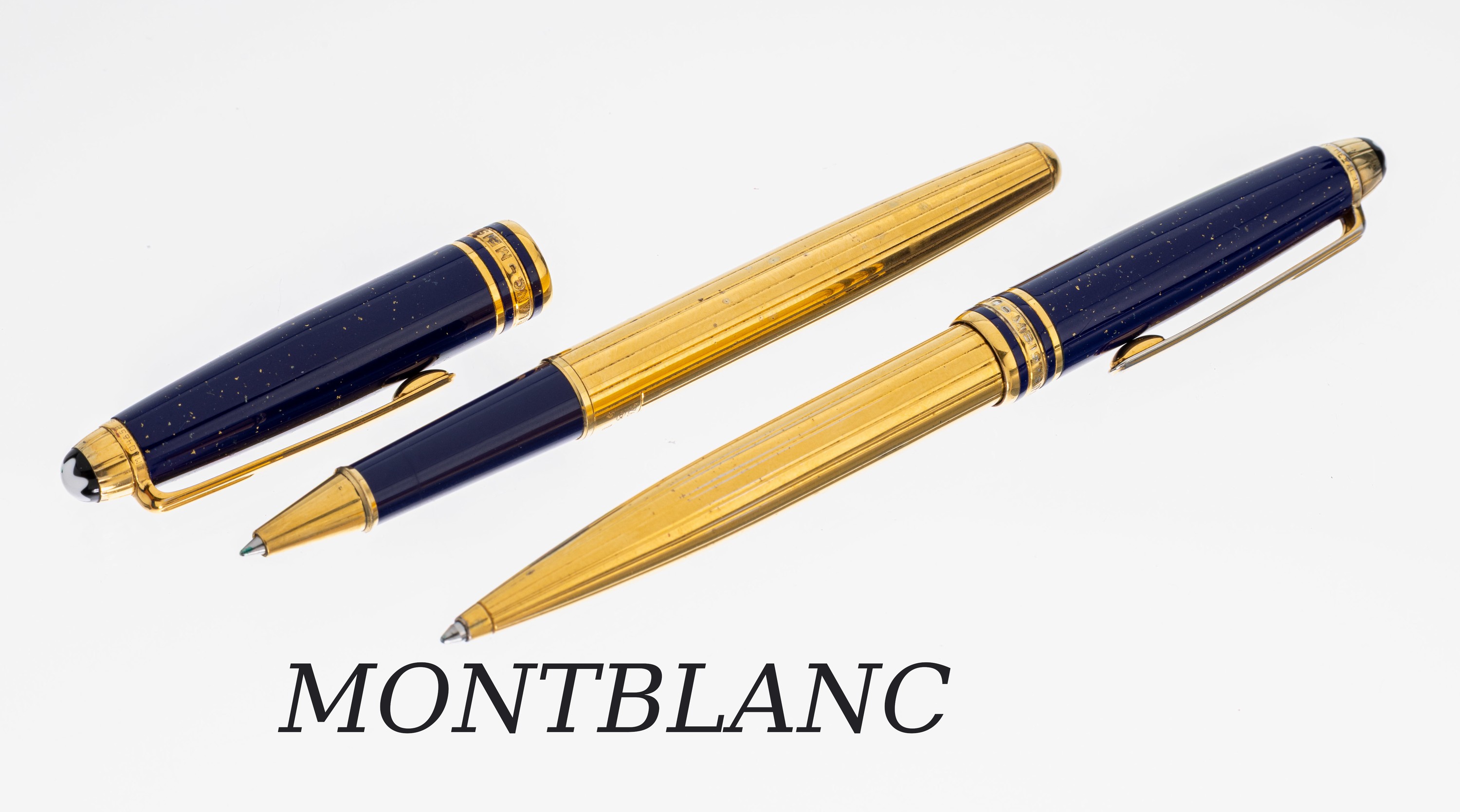 MONTBLANC Set, Meisterstück RAMSES II., 925er Silber verg., 1 Rollerball und 1 Kugelschreiber, in orig. Etui, mit Papieren und Umkarton, Lagerspuren