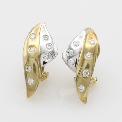 Image Paar Ohrstecker mit Brillanten, GG/WG 585/ 000, 14 Brill. zus. ca. 0.38 ct ...