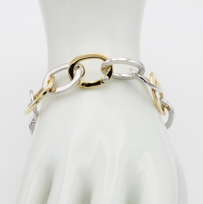 26983529b - Gliederarmband mit Brillant, WG/GG 750/000, ovale Glieder in versch. Größen, ...