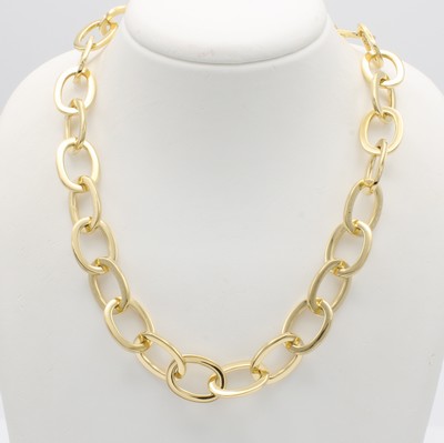 26983533b - Gliederkette mit Brillant, GG 750/000, ovale Glieder, integrierte Schließe, L. ca. ...