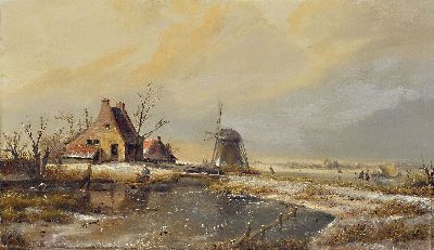 Image 26983677 - Johannes Lodewijk Kleijn, Den Haag 1817 - 1897, Eisvergnügen, reiche figurenreiche ...