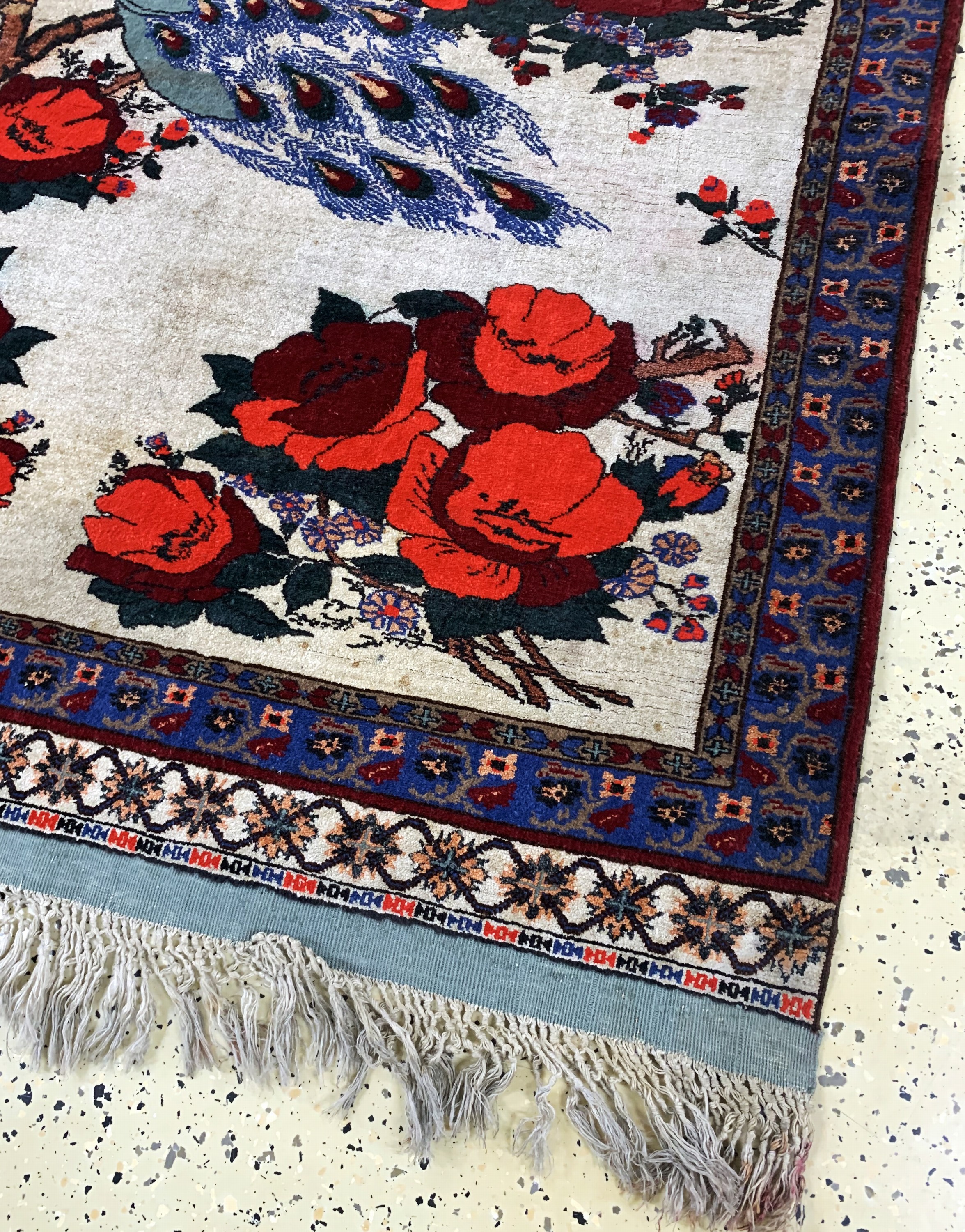Detail a: Mauri"Seidengrund", Afghanistan, Mitte 20.Jhd, Seide mit Wolle auf Baumwolle, ca. 176 x 116 cm, verfärbt, EHZ: 2