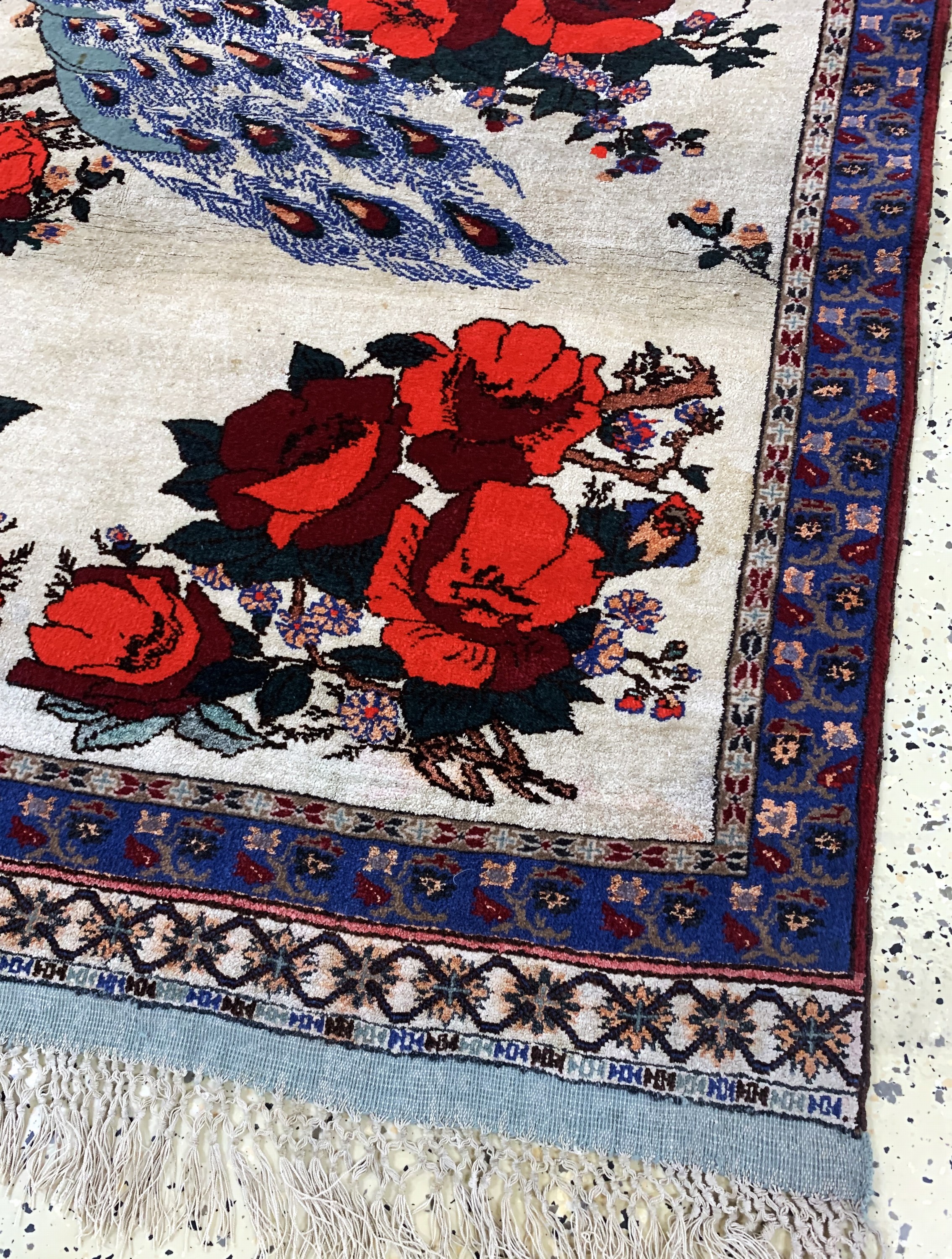Detail a: Mauri fein"Seidengrund", Afghanistan, Mitte20.Jhd, Seide mit Wolle auf Seide, ca. 176 x 116 cm, EHZ: 2