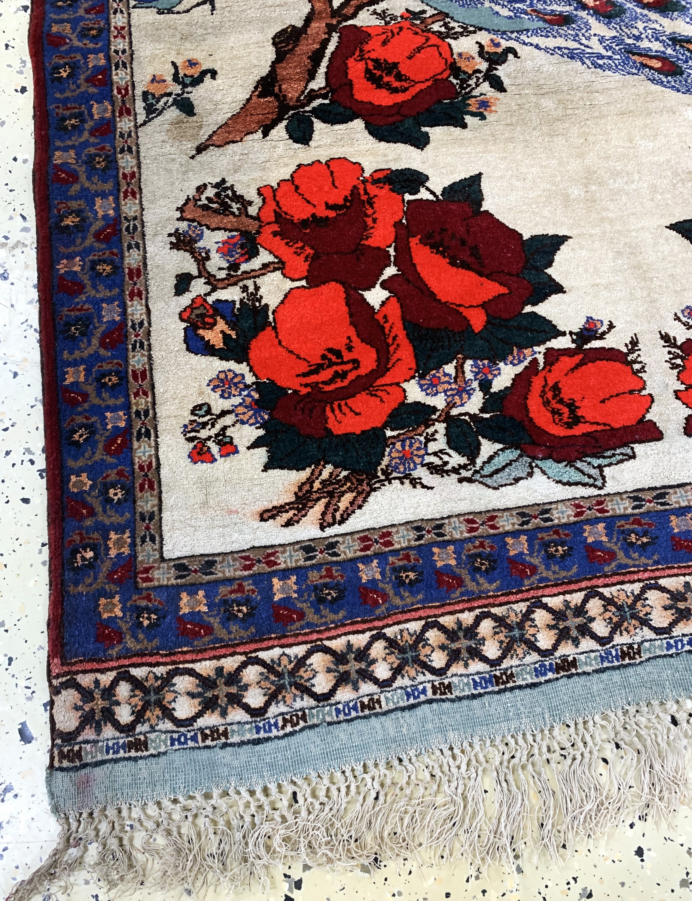 Detail b: Mauri fein"Seidengrund", Afghanistan, Mitte20.Jhd, Seide mit Wolle auf Seide, ca. 176 x 116 cm, EHZ: 2