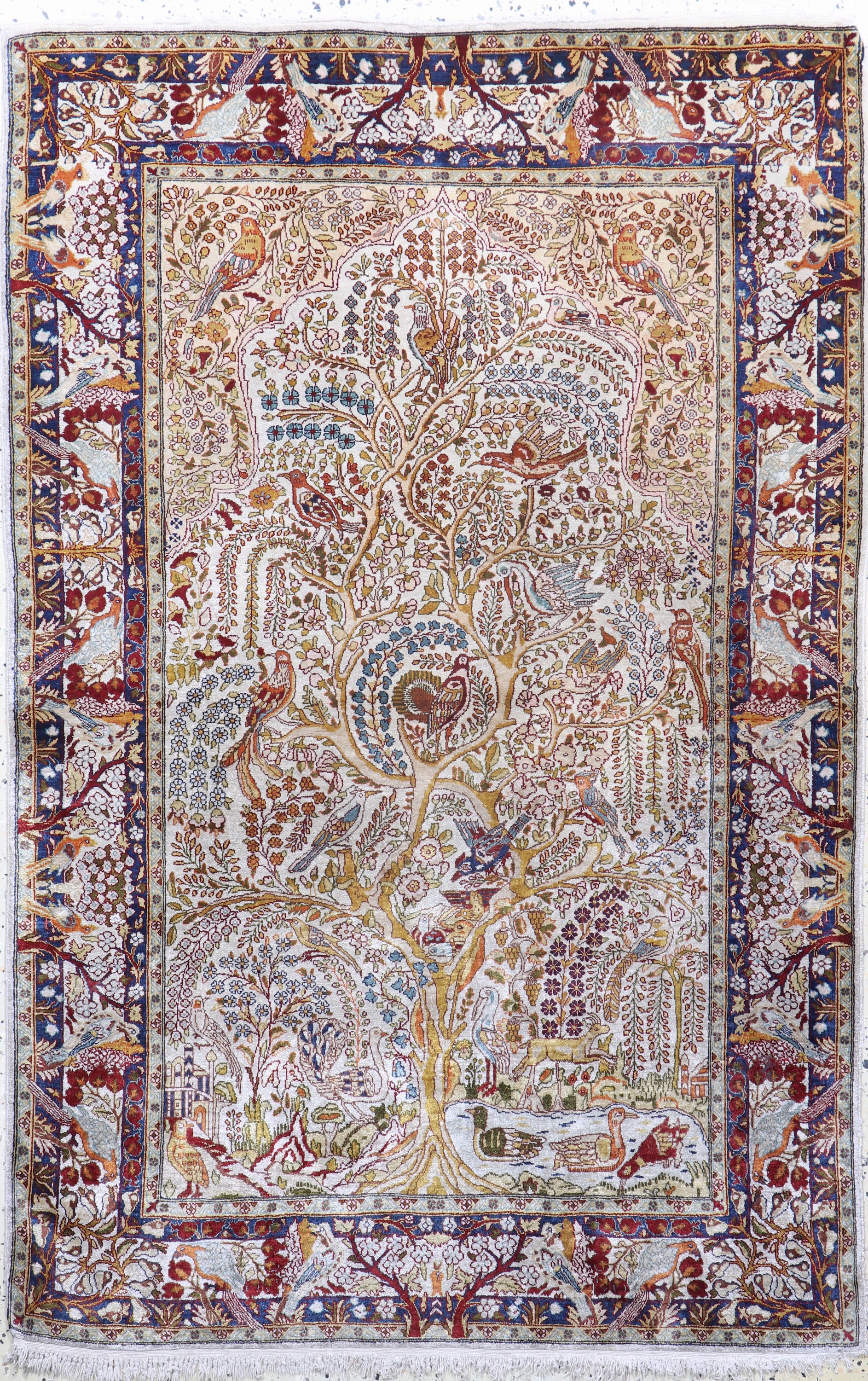 Keschan Seide fein, Ägypten, Anfang 20.Jhd,reine Naturseide, ca. 157 x 102 cm, EHZ: 2
