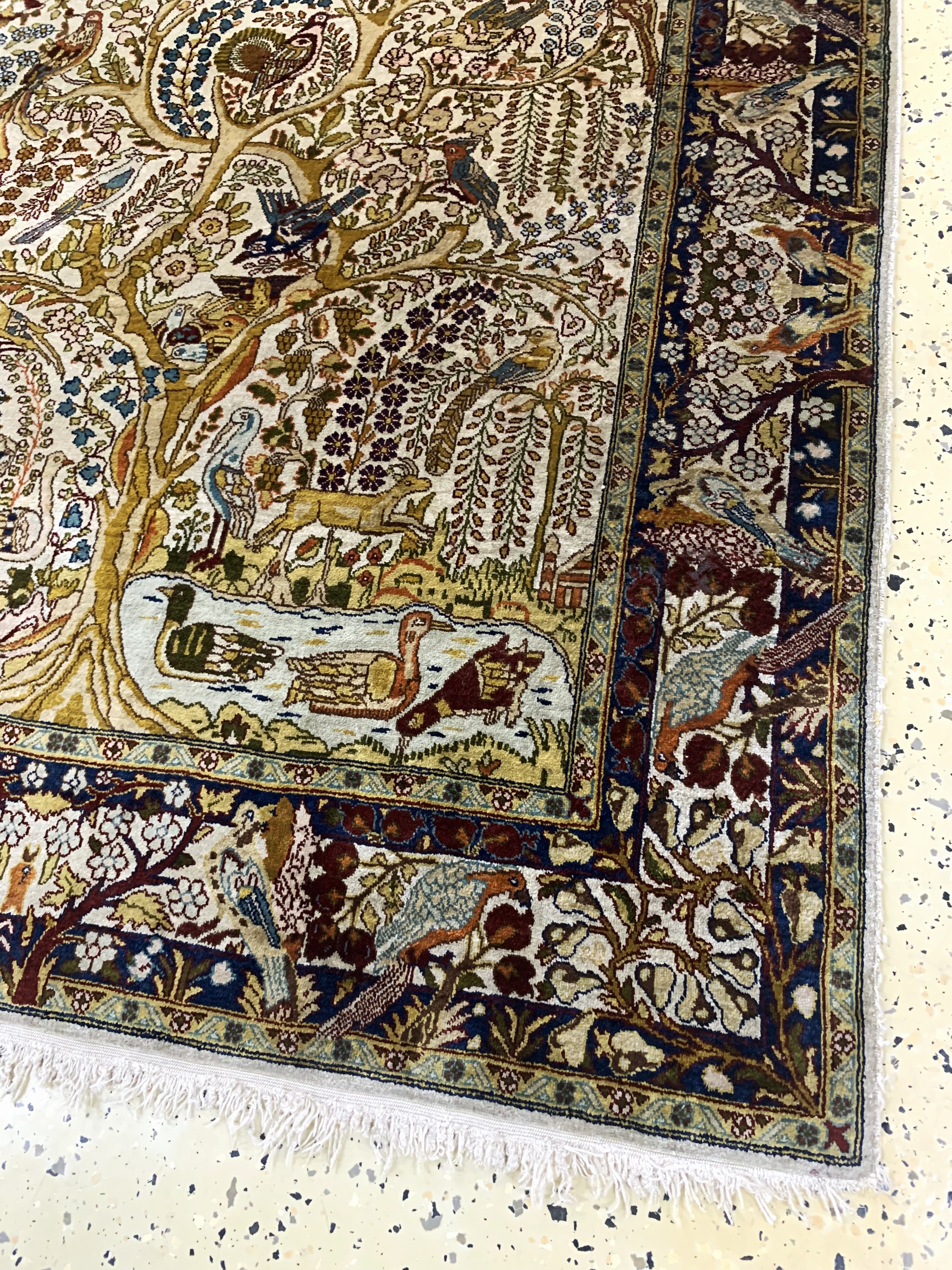 Detail a: Keschan Seide fein, Ägypten, Anfang 20.Jhd,reine Naturseide, ca. 157 x 102 cm, EHZ: 2
