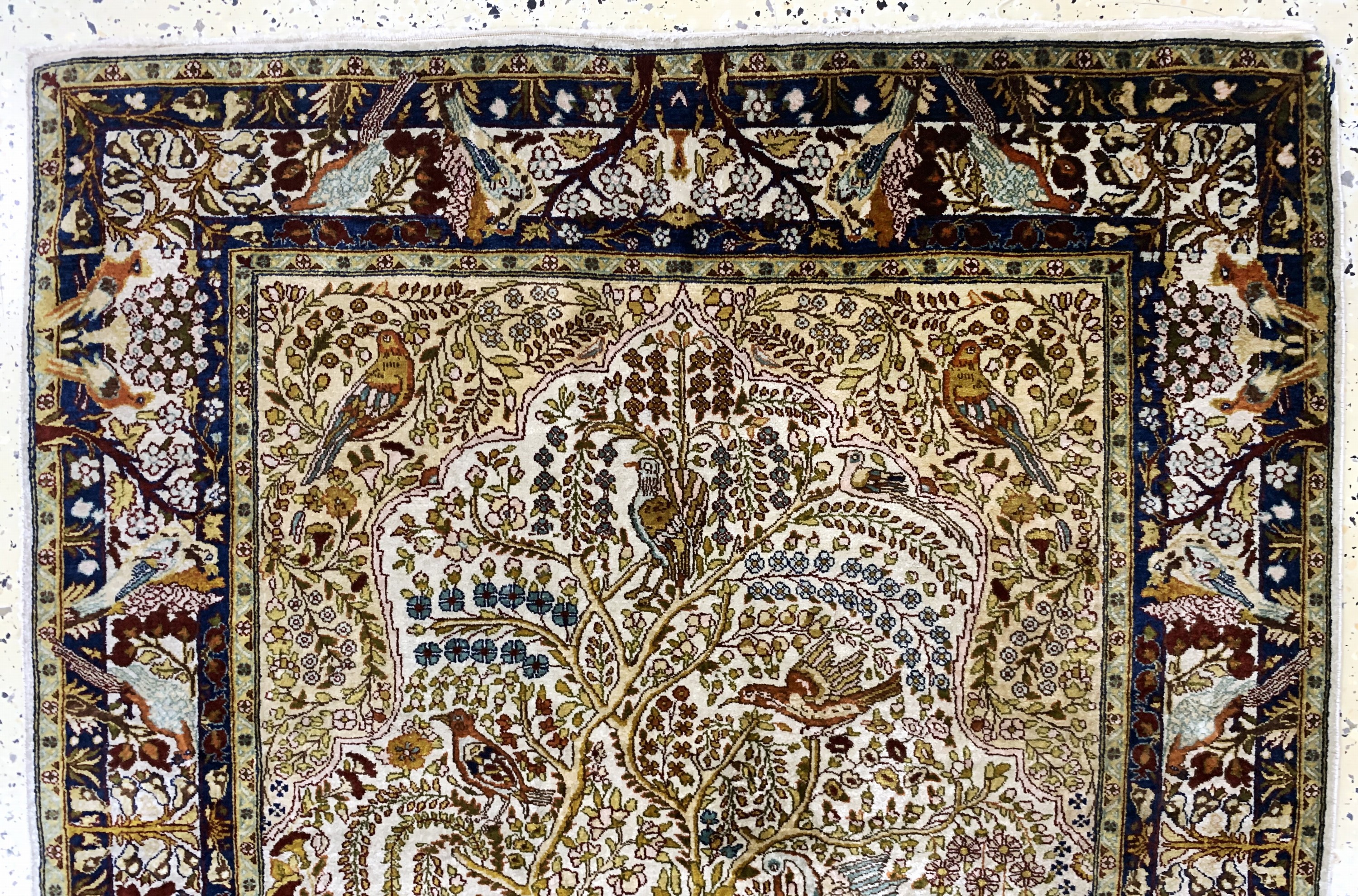Detail f: Keschan Seide fein, Ägypten, Anfang 20.Jhd,reine Naturseide, ca. 157 x 102 cm, EHZ: 2