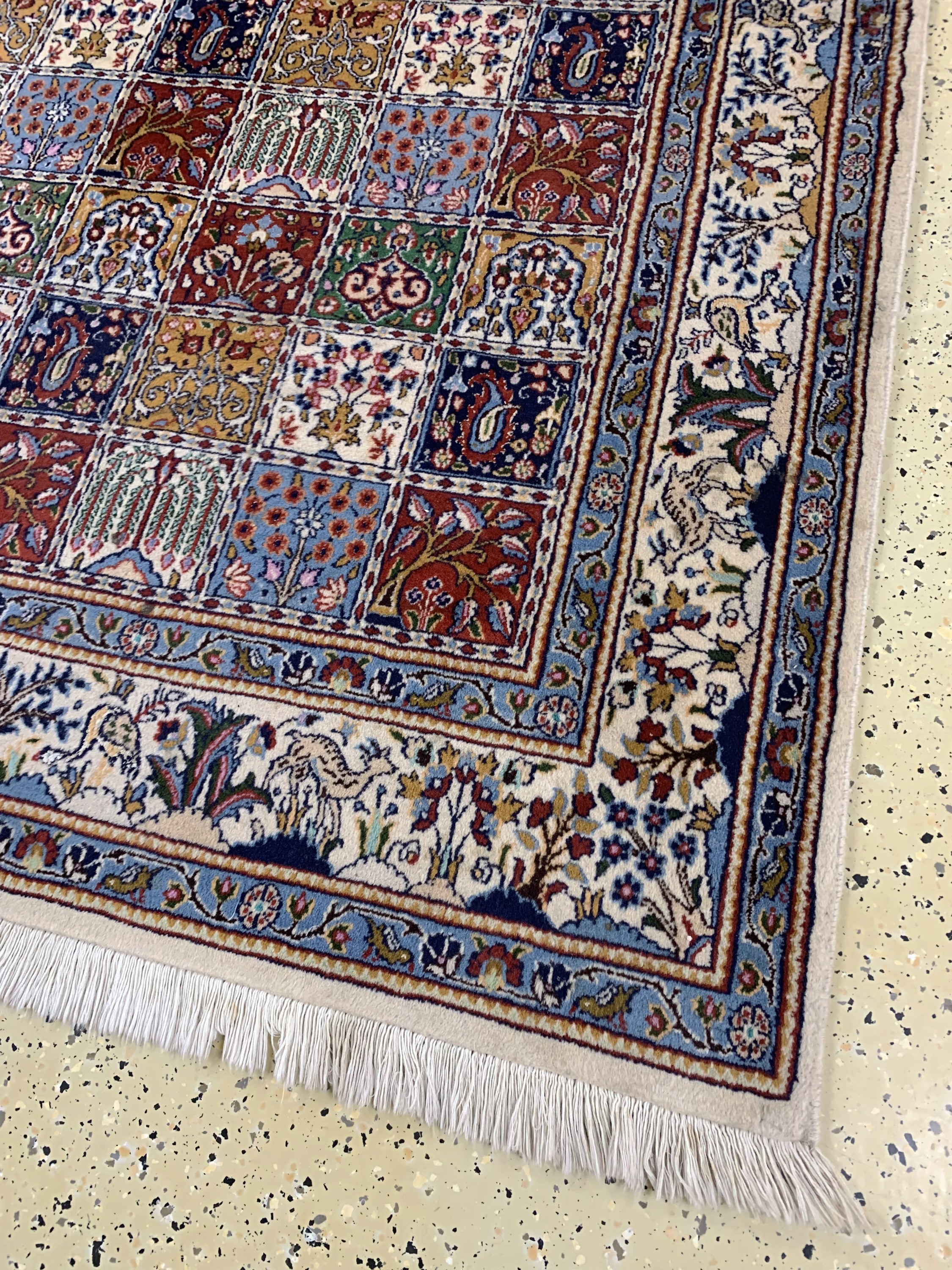 Detail a: Mud fein, Persien, Ende 20.Jhd, Korkwolle mit Seide, ca. 201 x 148 cm, Reinigungsbedürftig, EHZ: 2