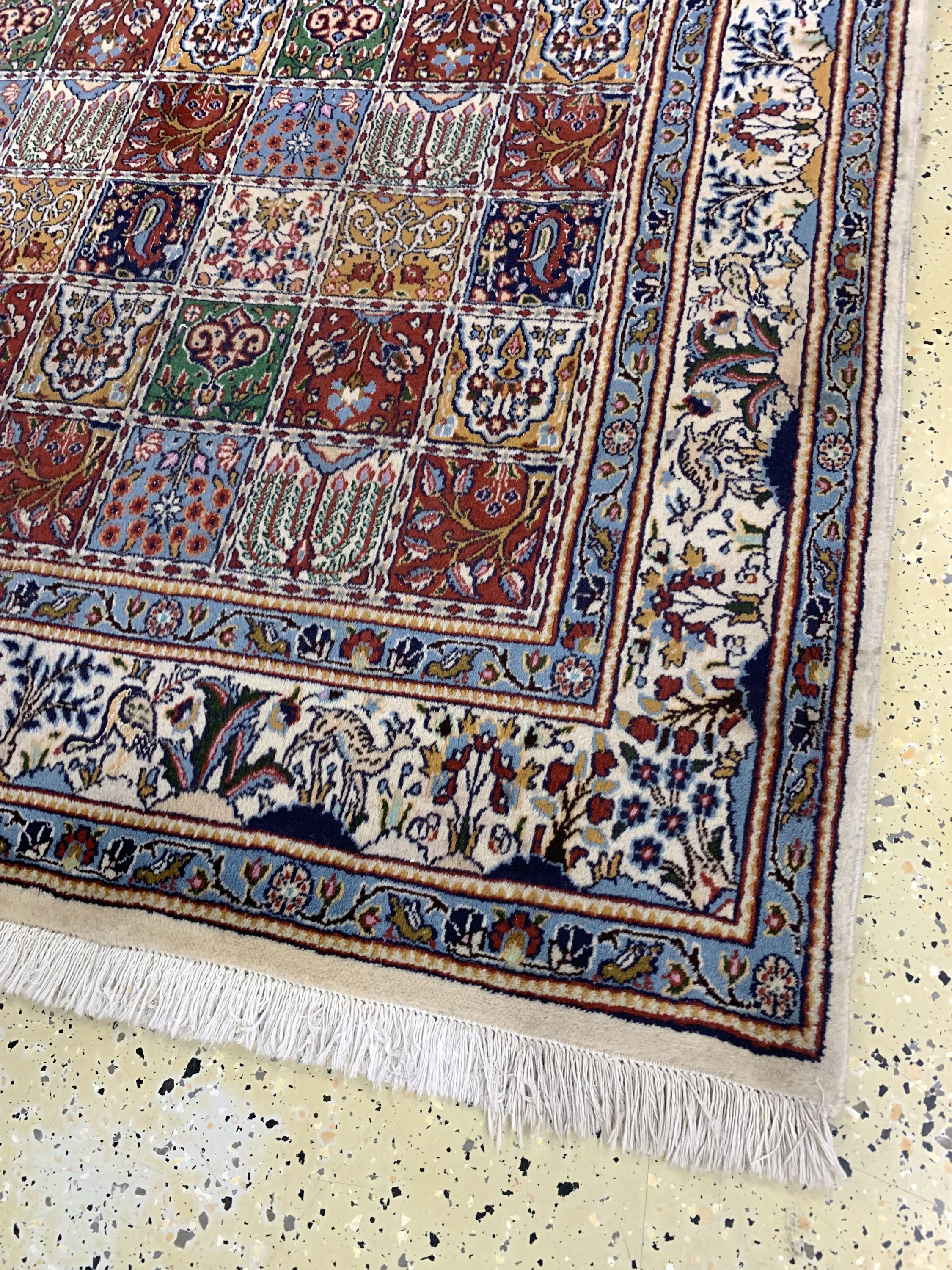 Detail c: Mud fein, Persien, Ende 20.Jhd, Korkwolle mit Seide, ca. 201 x 148 cm, Reinigungsbedürftig, EHZ: 2