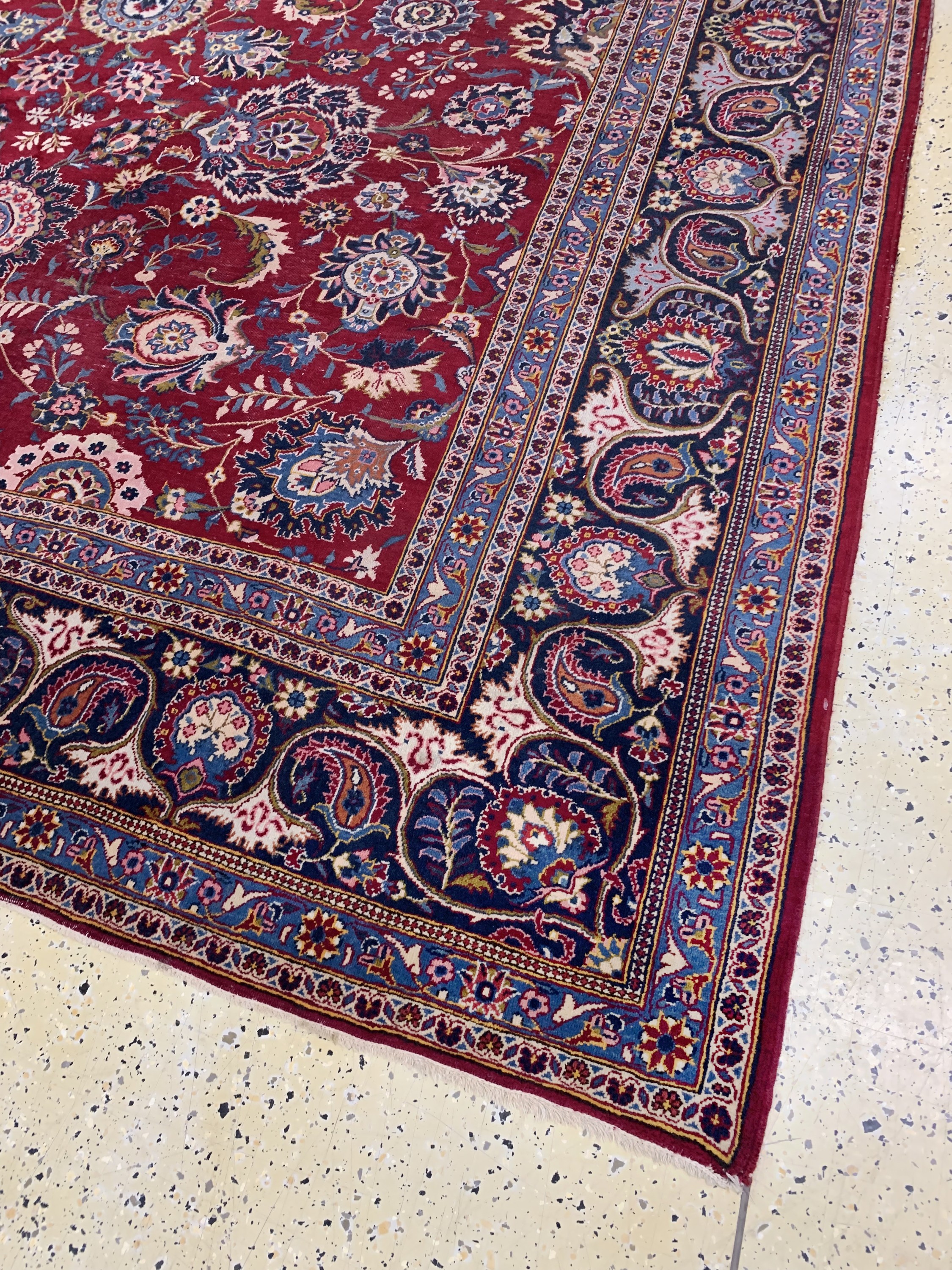 Detail e: Keschan fein, Persien, Anfang 20.Jhd, Wolleauf Baumwolle, ca. 380 x 272 cm, EHZ: 3