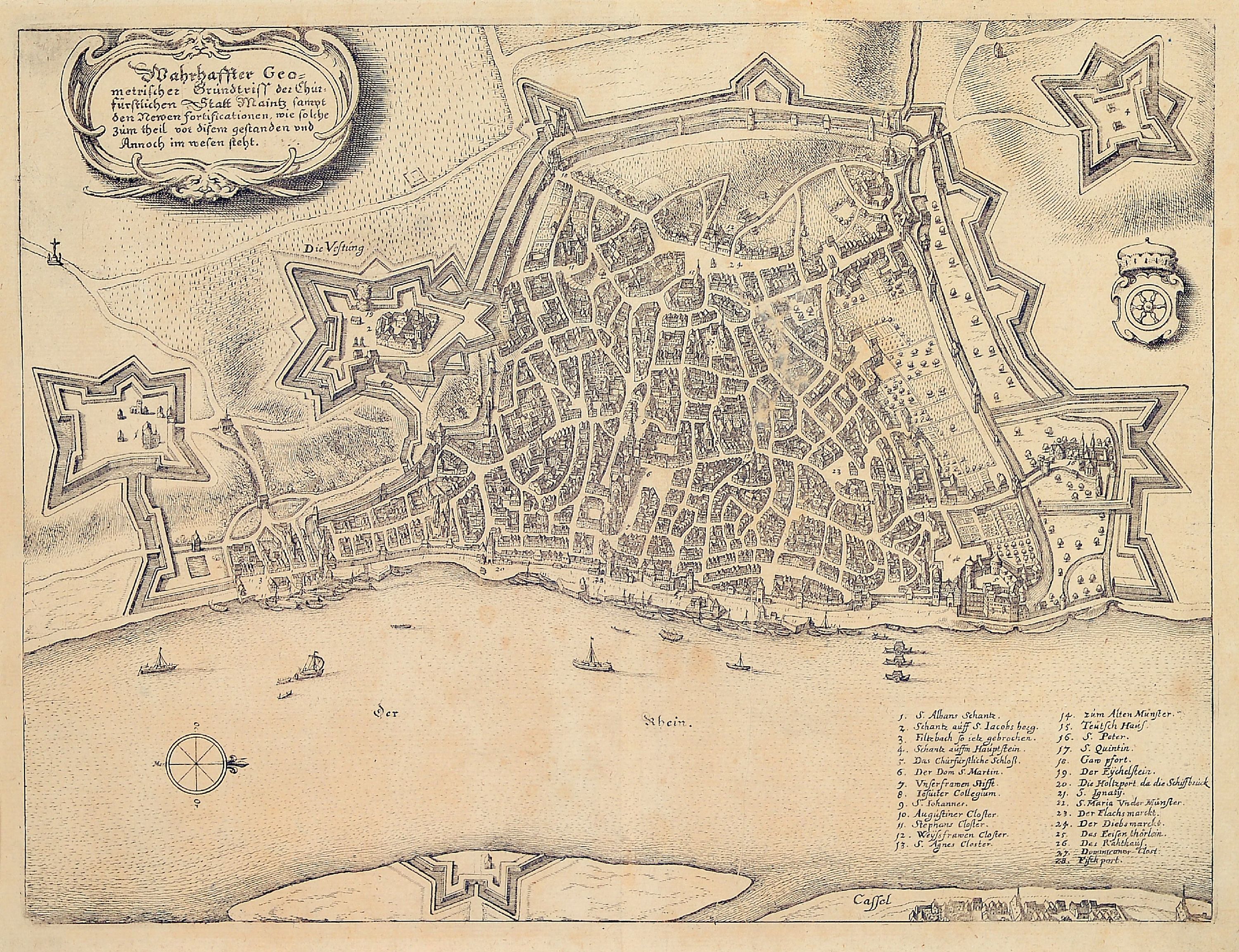 Zwei Kupferstiche: Homann'sche Erben, Die Gegenden des Rheins Speyer bis Mayntz, 1735, koloriert, ca. 30 x 45 cm, PP., unter Glas, Rahmen ca. 53 ...