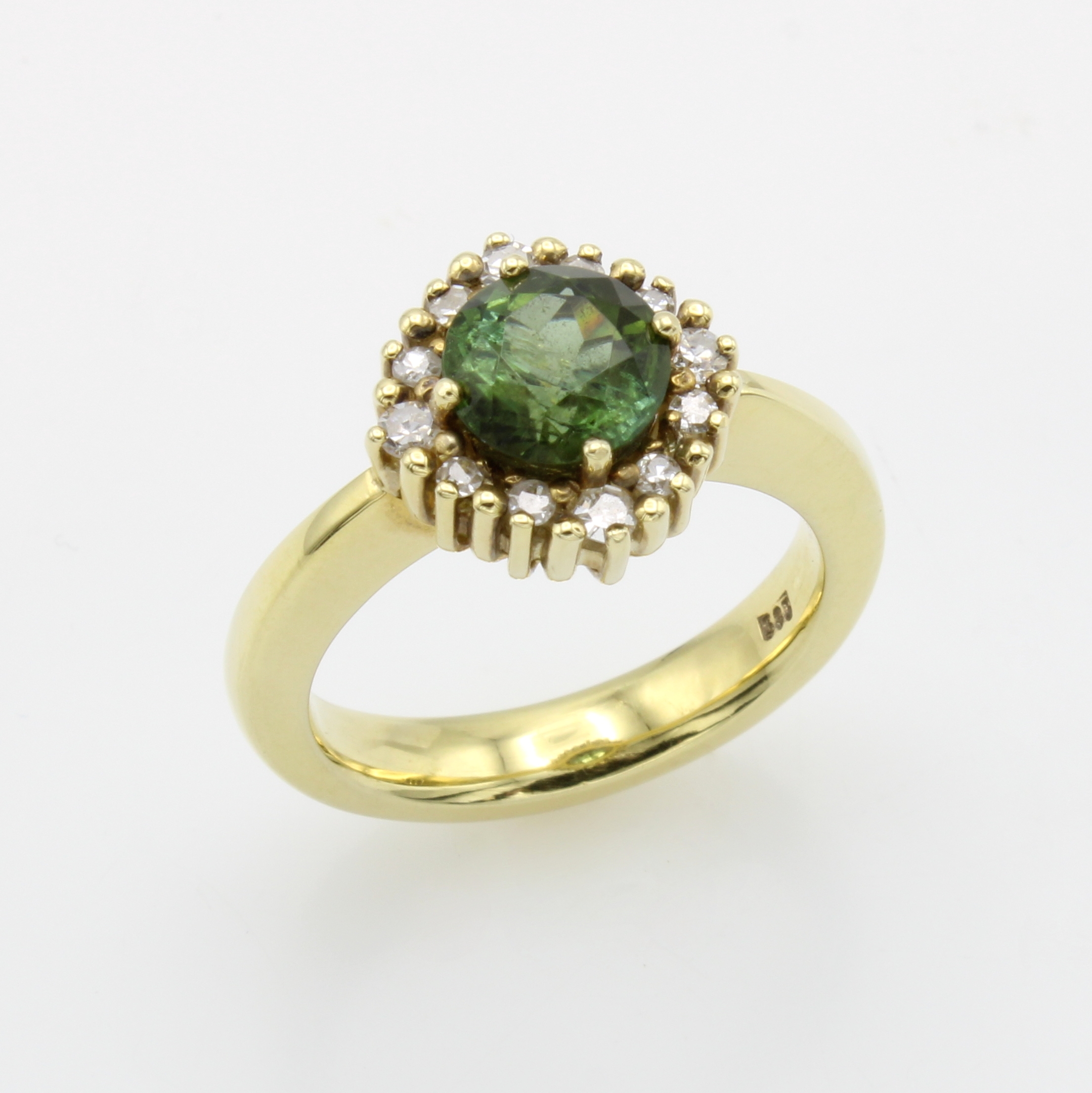 Image 26983788 - Ring mit Turmalin und Brillanten, GG 585/000,runder, fac. Turmalin ca. 1.6 ct umgeben v. ...