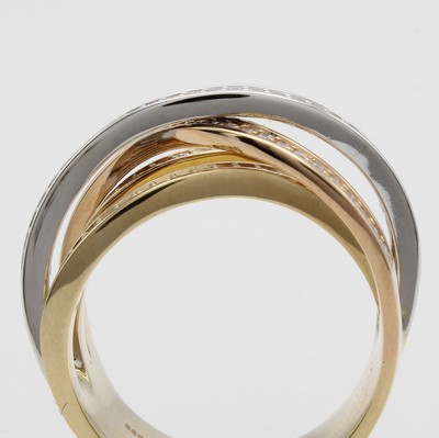 26983767a - Ring mit Brillanten, GG/WG/RG 585/000, Brill. zus. ca. 0.55 ct Weiß/si, 4 reihiges, ...