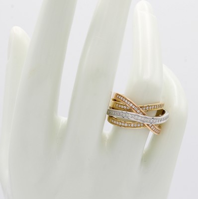 26983767c - Ring mit Brillanten, GG/WG/RG 585/000, Brill. zus. ca. 0.55 ct Weiß/si, 4 reihiges, ...