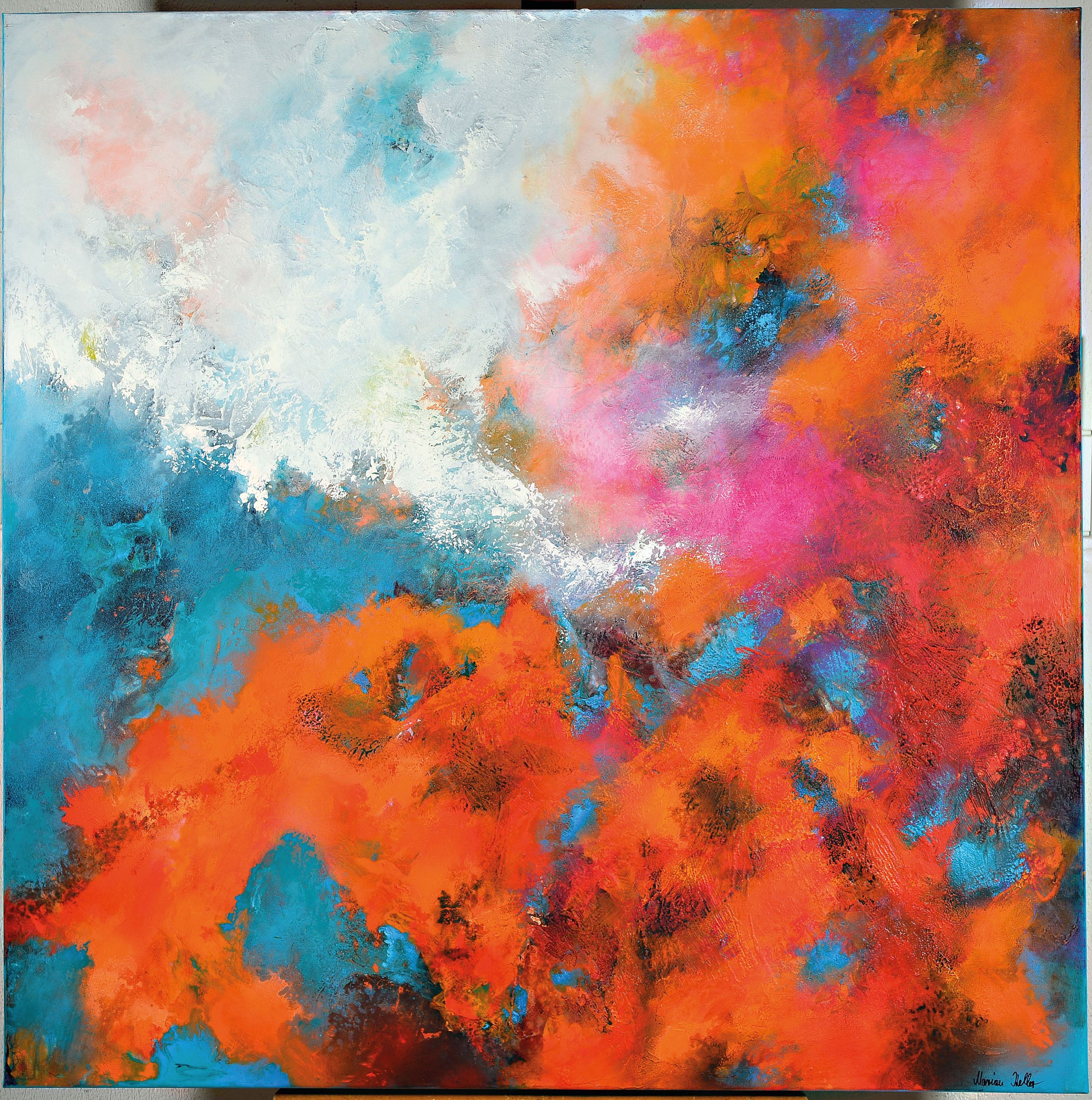 Detail k: Marion Keller, geb. 1963 Eschwege, "Splash", Acryl/ÖL/Lwd, sign., verso Zertifikat, ca. 100x100