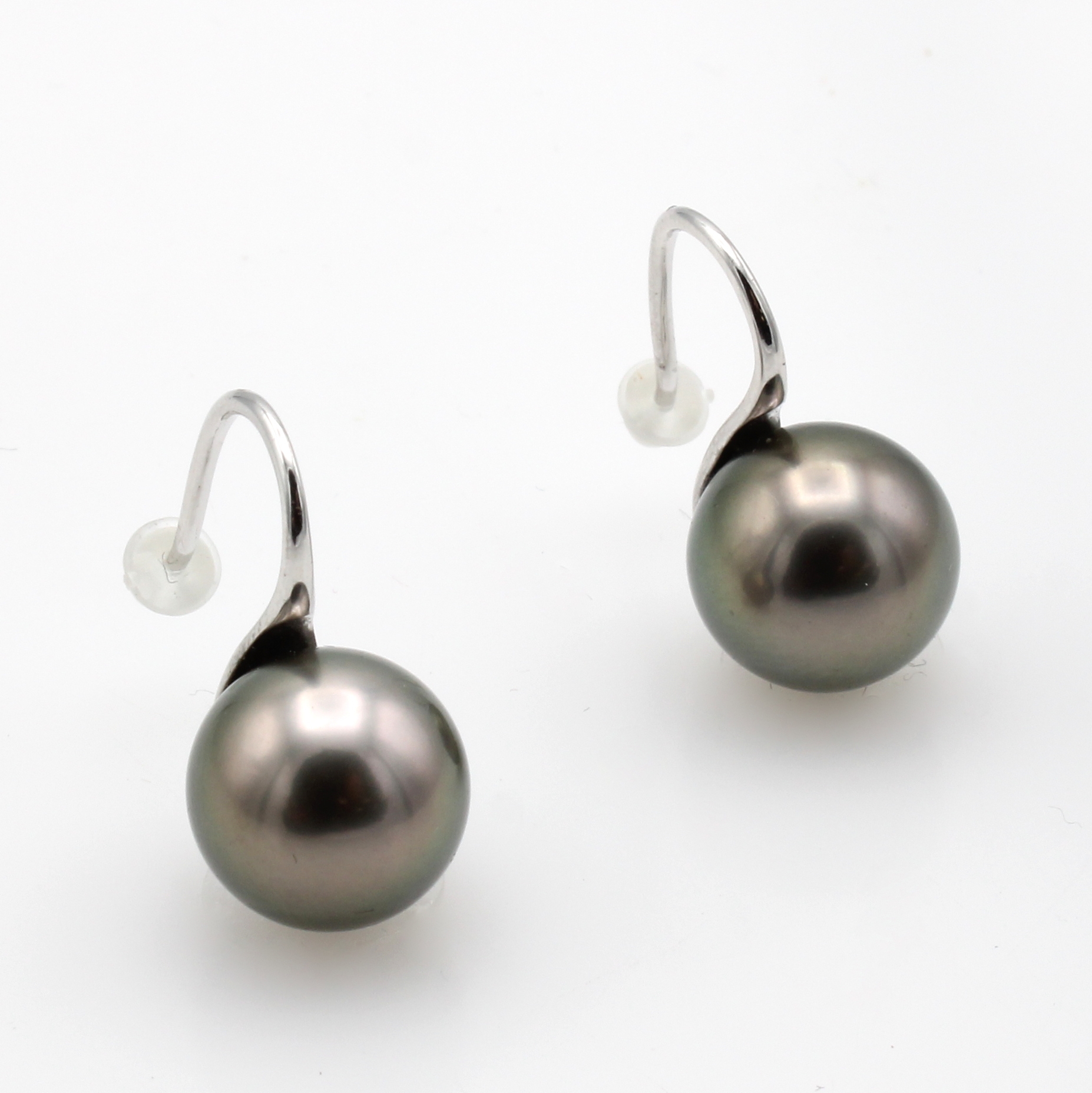 Image 26983895 - Paar Ohrgehänge mit Tahitizuchtperlen, WG 585/000, silbergraue Perlen, D. ca. 12-13 mm ...