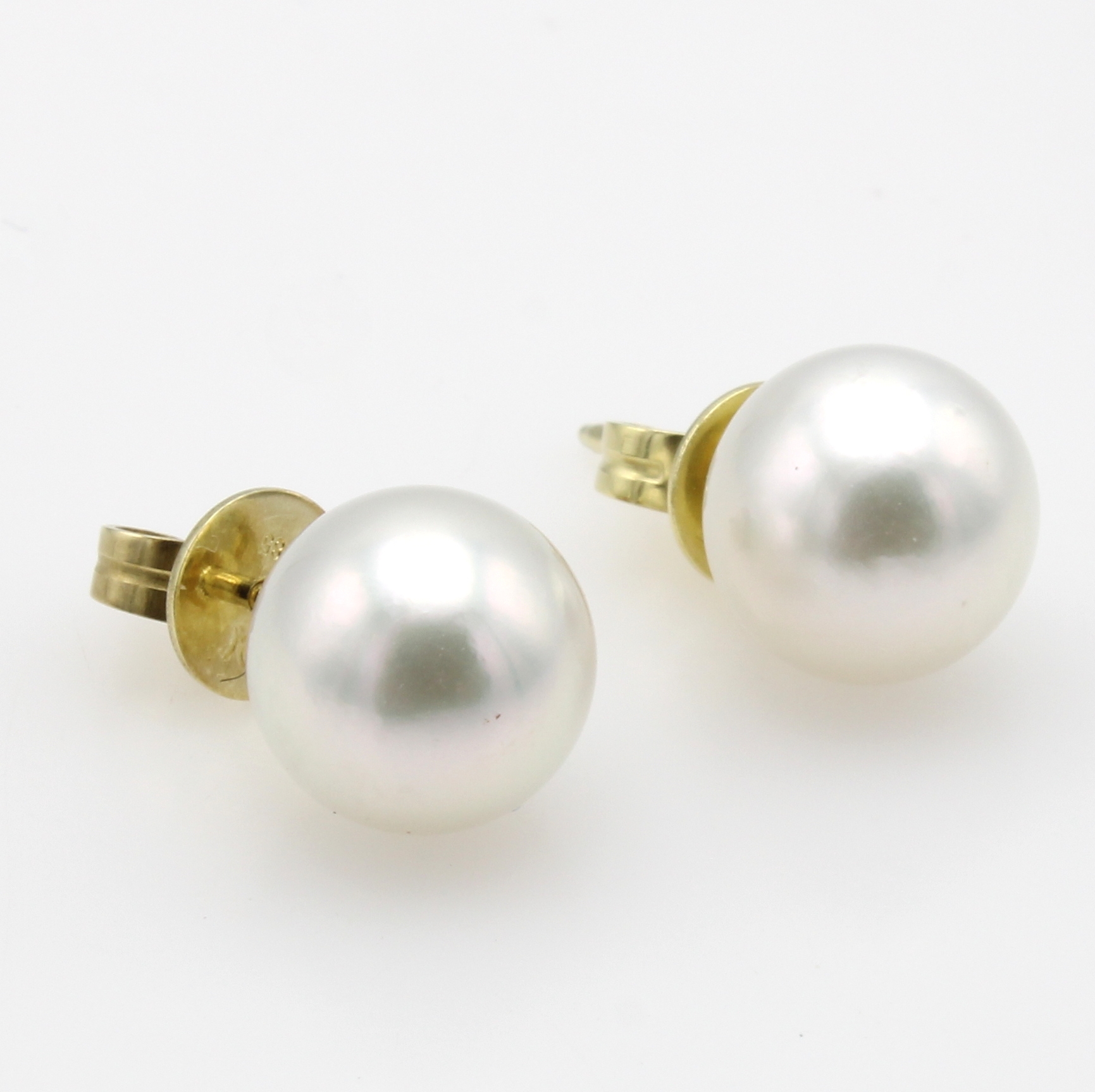 Image 26983898 - Paar Ohrstecker mit Südseezuchtperlen, GG 585/000, weiße Perlen, D. ca. 9-10 mm ...
