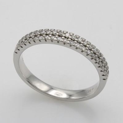 26983801a - Ring mit Brillanten, WG 585/000, Brill. 2-reihig gef. zus. ca. 0.35 ct Weiß/si, RW ...