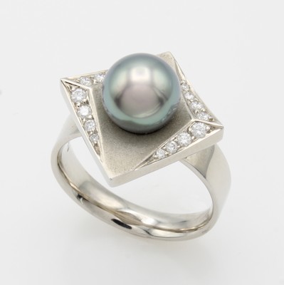Image 26983809 - Ring mit Tahitizuchtperle und Brillanten "Schöffel", WG 750/000, z.T. ...