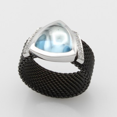 Image 26983821 - Ring mit Blautopas und Brillanten "Cede", Edelstahl m. PVD Beschichtung, ...