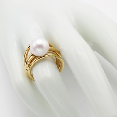 26983823a - Ring mit Frischwasserperle "Schöffel", RoséG 750/000, weiße ...