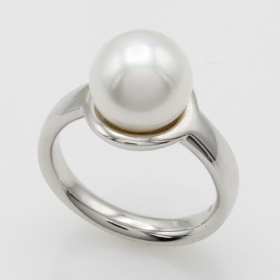 Image 26983824 - Ring mit Frischwasserperle "Schöffel", WG 750/000, weiße Perle ca. ...