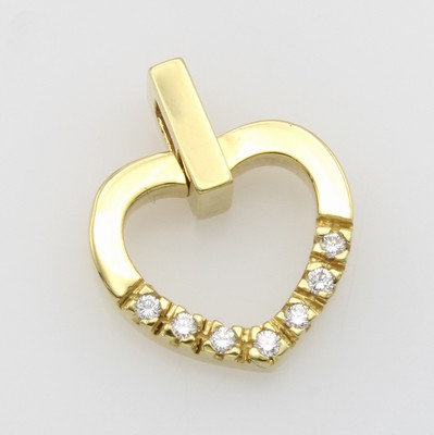 Image 26983827 - Herzanhänger mit Brillanten, GG 750/000, Brill. zus. ca. 0.07 ct Weiß/si ...