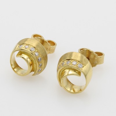 Image 26983831 - Paar Ohrstecker mit Brillanten, GG 750/000, z.T. matt., Brill. zus. ca. 0.12 ct ...