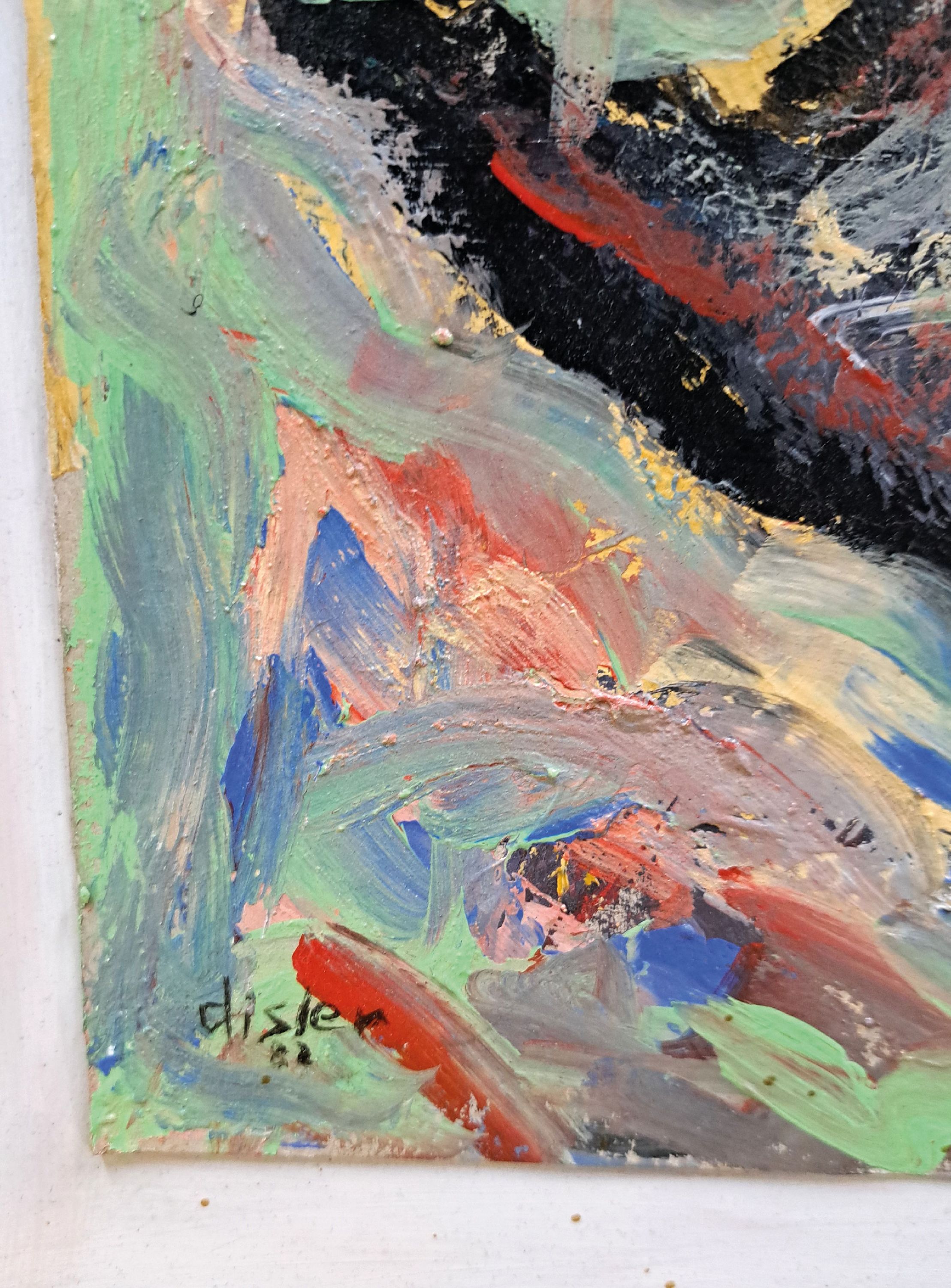 Detail a: Martin Disler, 1949-1996, war ein Schweizer Maler, Bildhauer und Schriftsteller, hier: Acryl/Hartfaser, links unten sign., dat. 82, R. ca. 67x48 cm