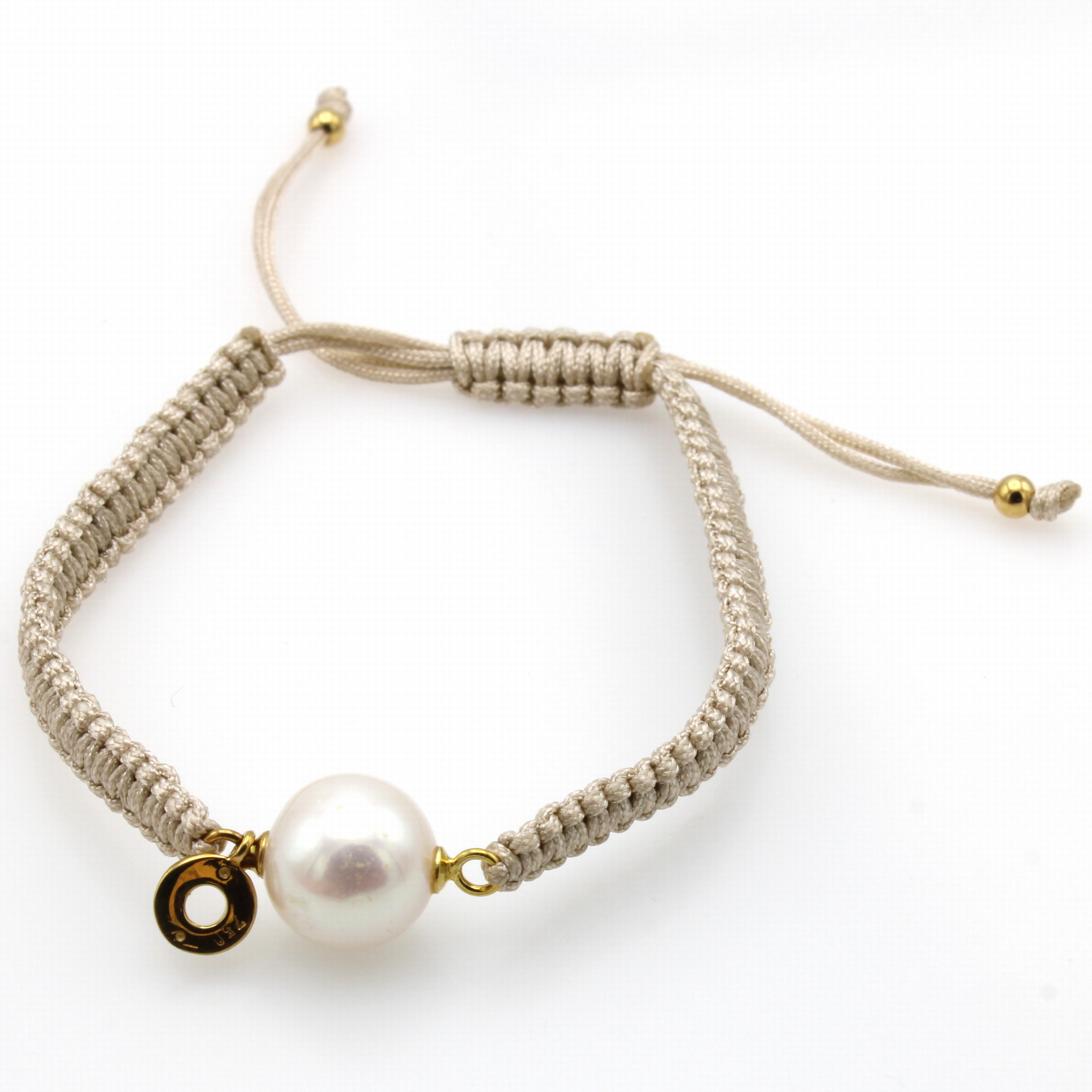 Image 26983921 - Makramee Armband mit Süßwasserzuchtperlen, GG 750/000, weiße Perle, D. ca. 10-11 mm, ...