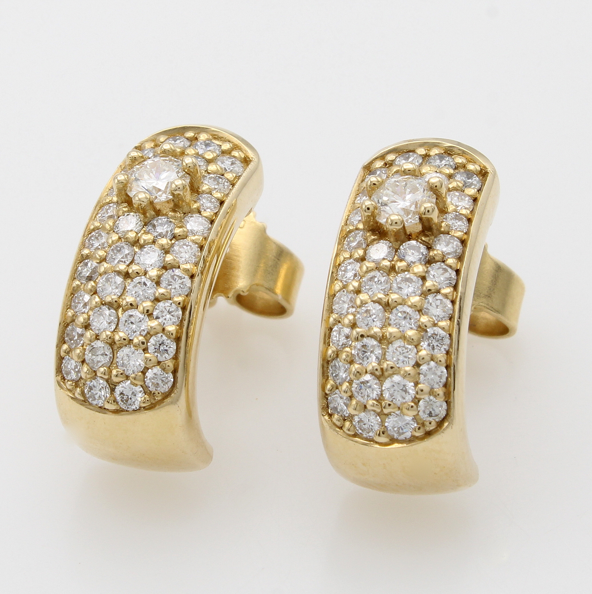 Image 26983951 - Paar Halbcreolen mit Brillanten, GG 585/000,Brill. zus. ca. 0.70 ct Weiß/p1 ...