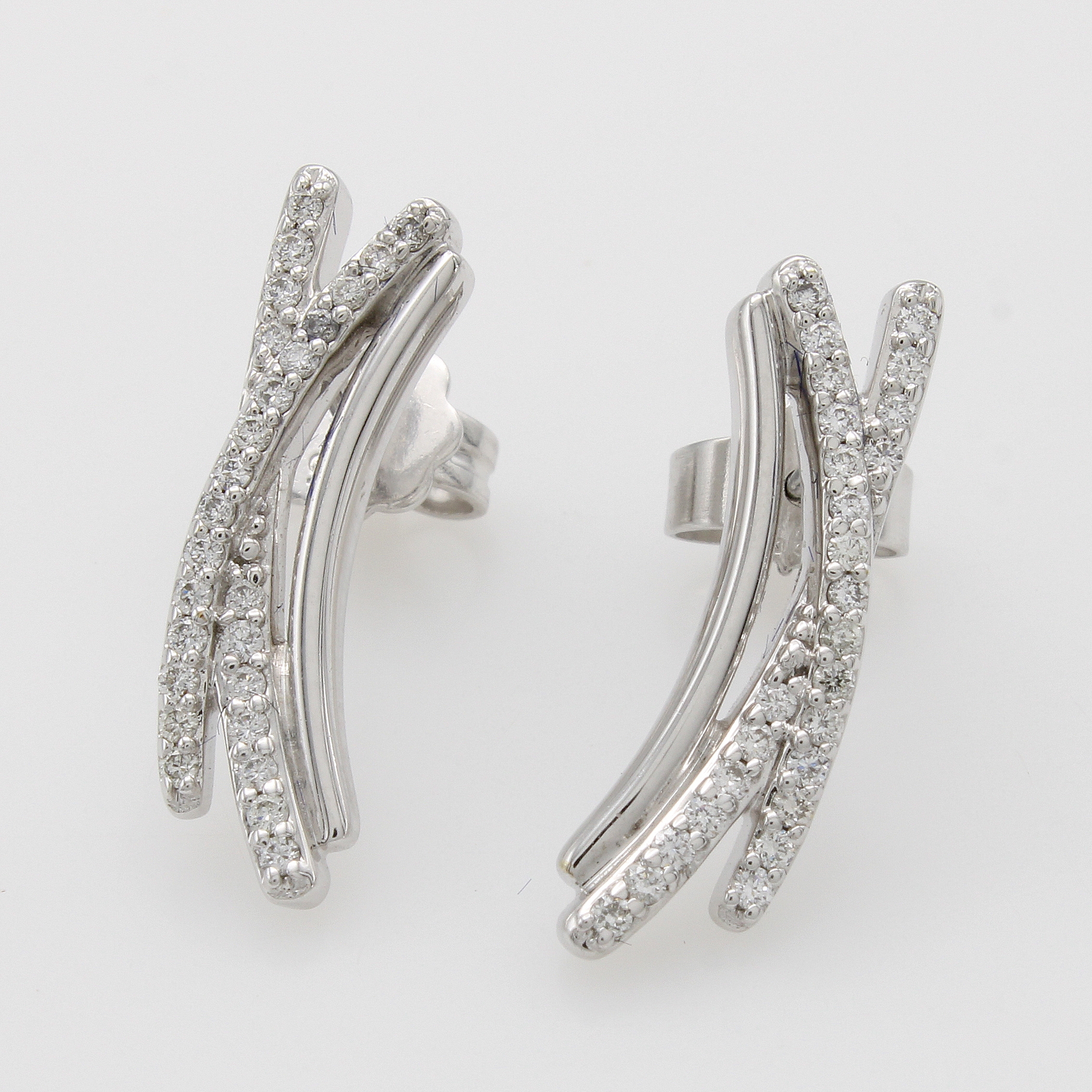 Image 26983955 - Paar Ohrstecker mit Brillanten, WG 585/000, 3 rhg. Optik, je 2 Reihen bes. m. Brill. ...