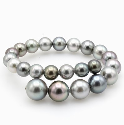 26983919a - Flexibler Armreif mit Tahitizuchtperlen, multicolorfarb. Perlen, D. ca. 8-13 mm, ...