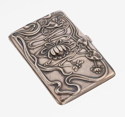 Image 26983932 - Jugendstil Zigarettenetui, wohl deutsch um 1900, 800er Silber, Innenvergoldung, ...