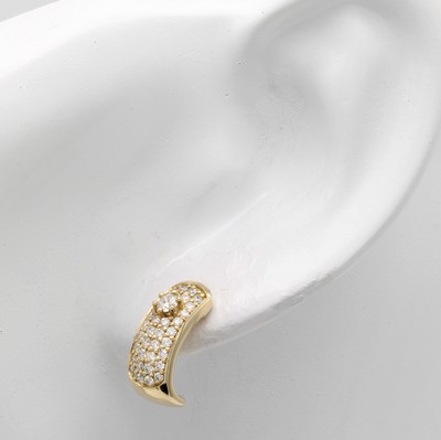 26983951a - Paar Halbcreolen mit Brillanten, GG 585/000,Brill. zus. ca. 0.70 ct Weiß/p1 ...