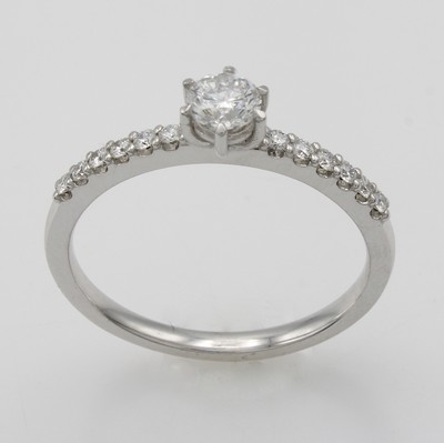 26983953a - Ring mit Brillanten, WG 585/000, Mittelstein ca. 0.35 ct und 12 Brill. in Ringschulter ...