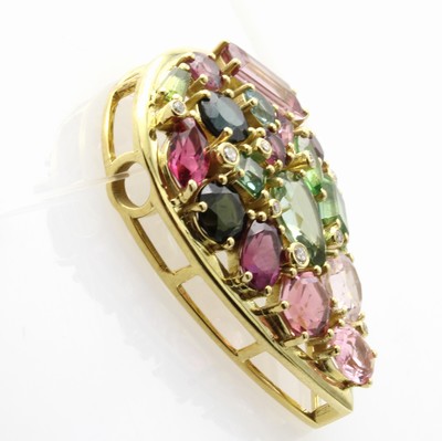 26984195a - Anhänger mit Turmalinen und Diamanten, GG 585/000, tropfenförm. Anhänger bes. m. ...