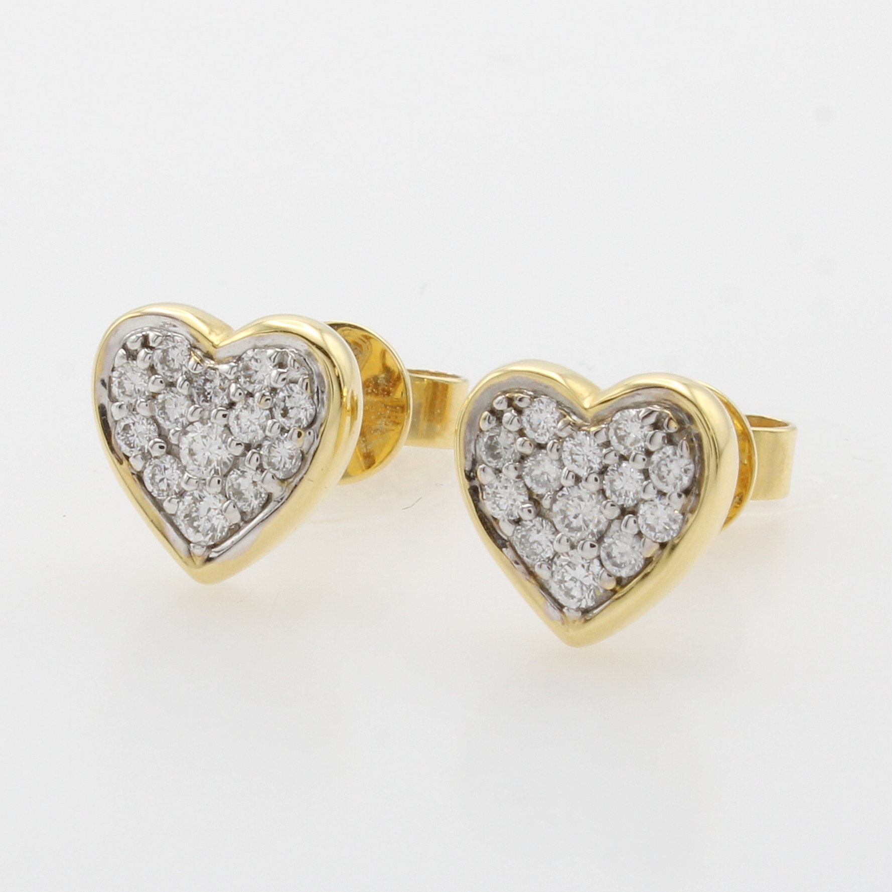 Image 26984201 - Paar Herzohrstecker mit Brillanten, GG 750/ 000 z.T. rhod., Brill. zus. ca. 0.28 ct ...