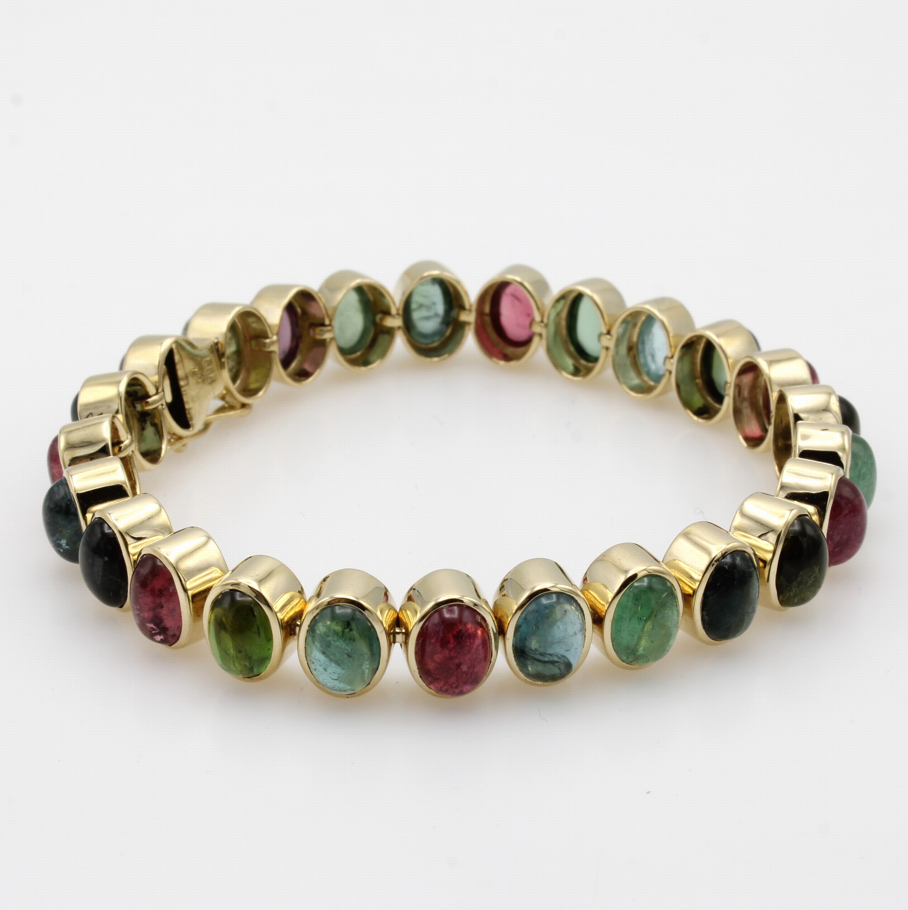 Image 26984212 - Armband mit Turmalinen, GG 585/000, ovale, multicolorfarb. Turmalincabochons in schmaler ...