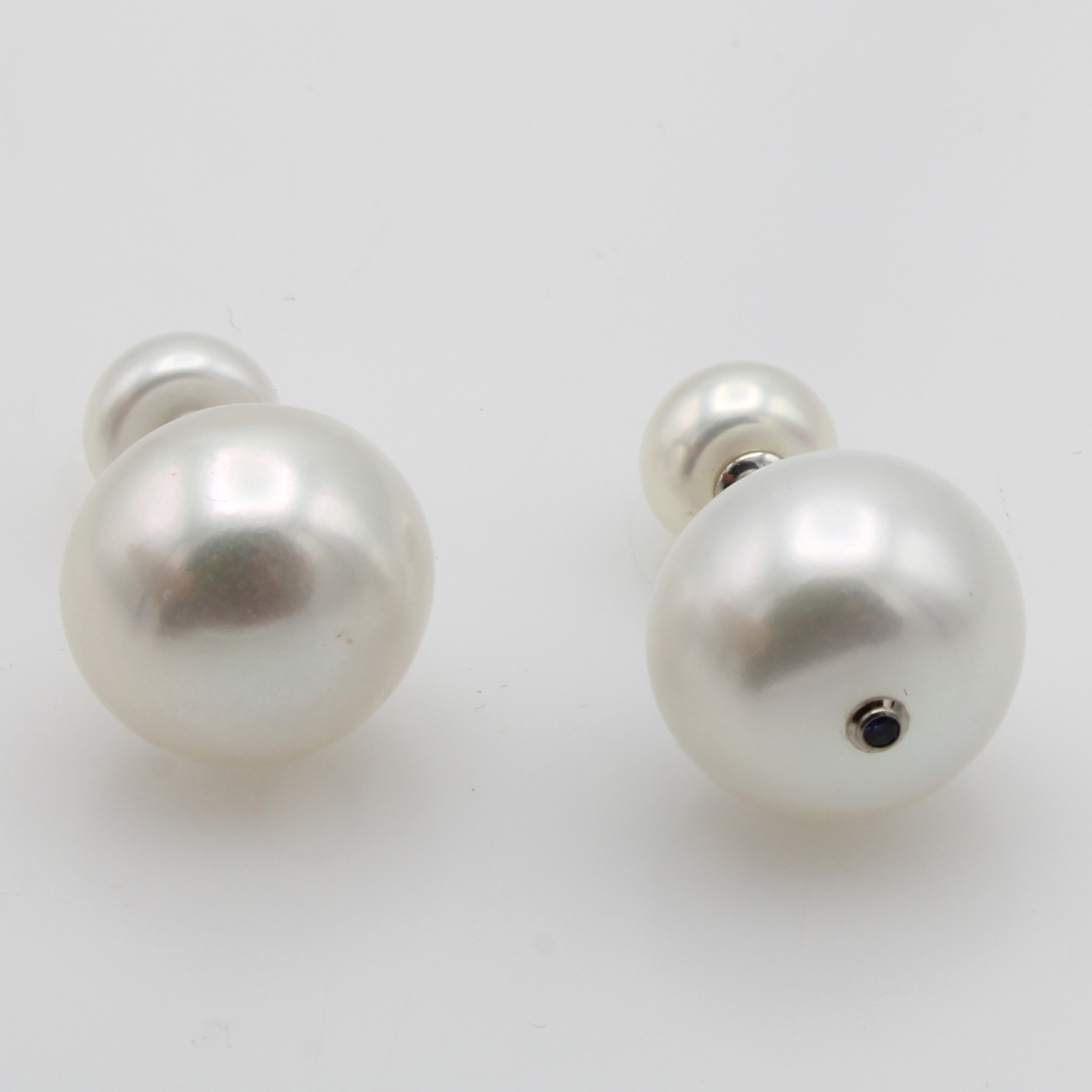 Image 26984213 - Paar Ohrstecker ´Double face´ mit Süßwasser- zuchtperlen, 925er Silber, buttonf. ...