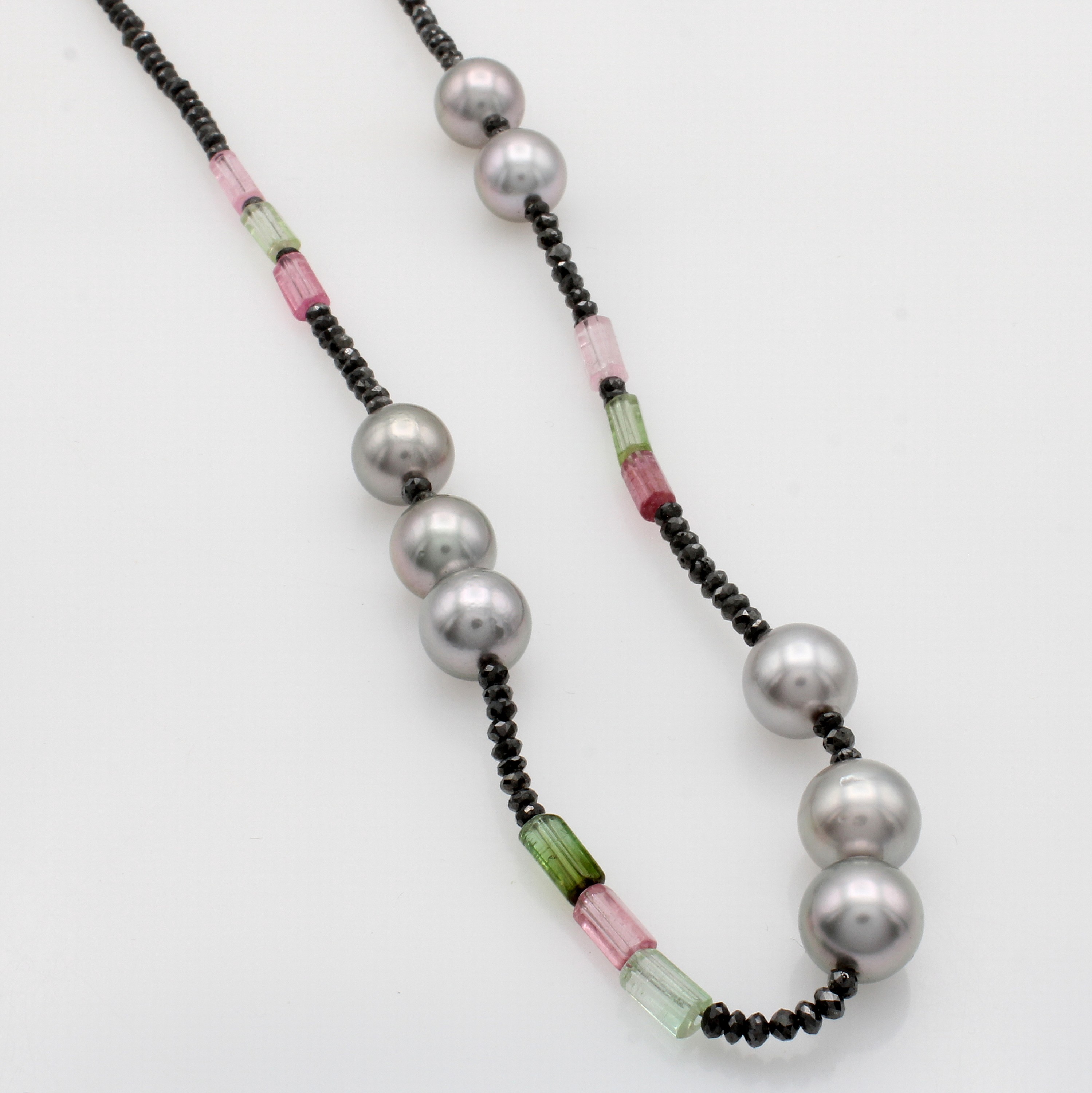 Image 26984217 - Diamantkette mit Turmalinen und Tahitizucht- perlen, Schließe WG 750/000, schwarze ...