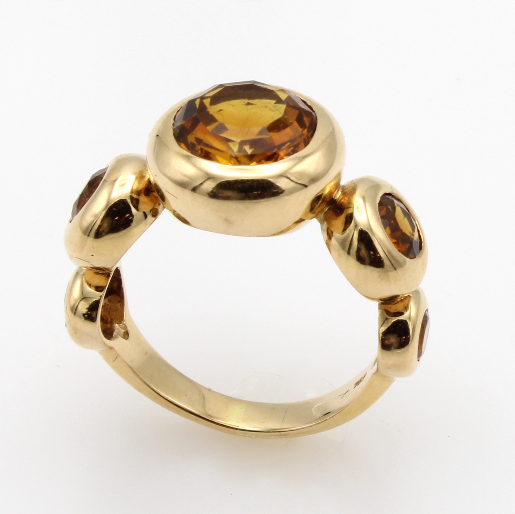Image 26984248 - Ring mit Citrinen, GG 750/000, 4 runde, fac.Citrine zus. ca. 4 ct, RW ca. 55 ...