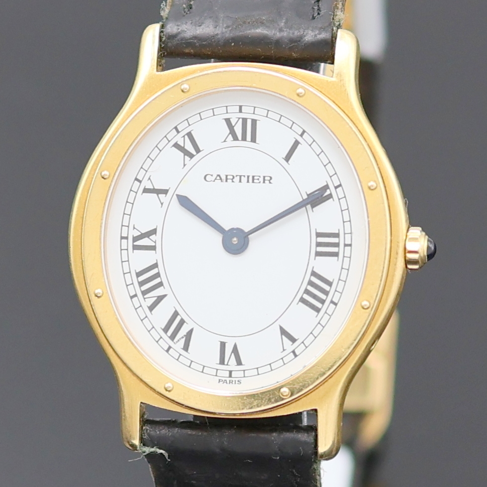 Detail a: CARTIER Paris Damenarmbanduhr Arcade in GG 750/000 Referenz 9605, Handaufzug, Frankreich/Schweiz um 1980, 2-teil. Geh. seitl. 4-fach verschr., ...