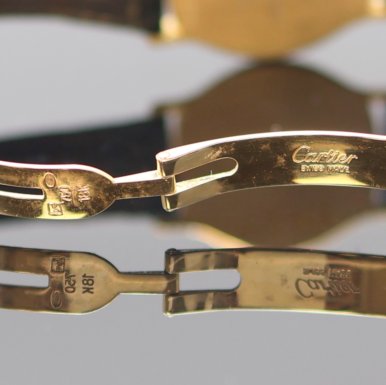Detail c: CARTIER Paris Damenarmbanduhr Arcade in GG 750/000 Referenz 9605, Handaufzug, Frankreich/Schweiz um 1980, 2-teil. Geh. seitl. 4-fach verschr., ...