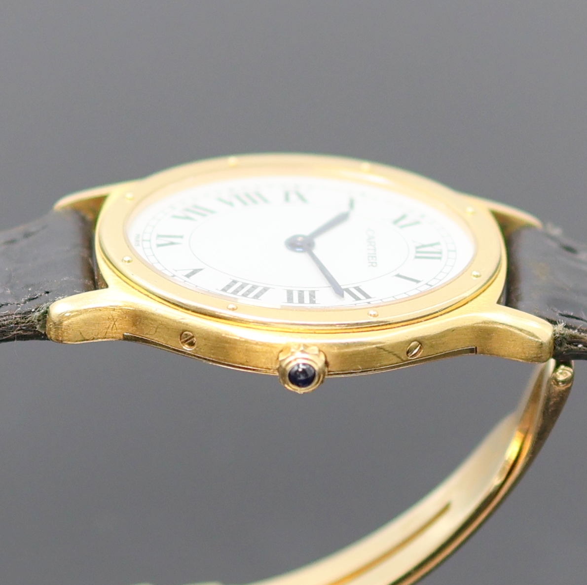 Detail d: CARTIER Paris Damenarmbanduhr Arcade in GG 750/000 Referenz 9605, Handaufzug, Frankreich/Schweiz um 1980, 2-teil. Geh. seitl. 4-fach verschr., ...