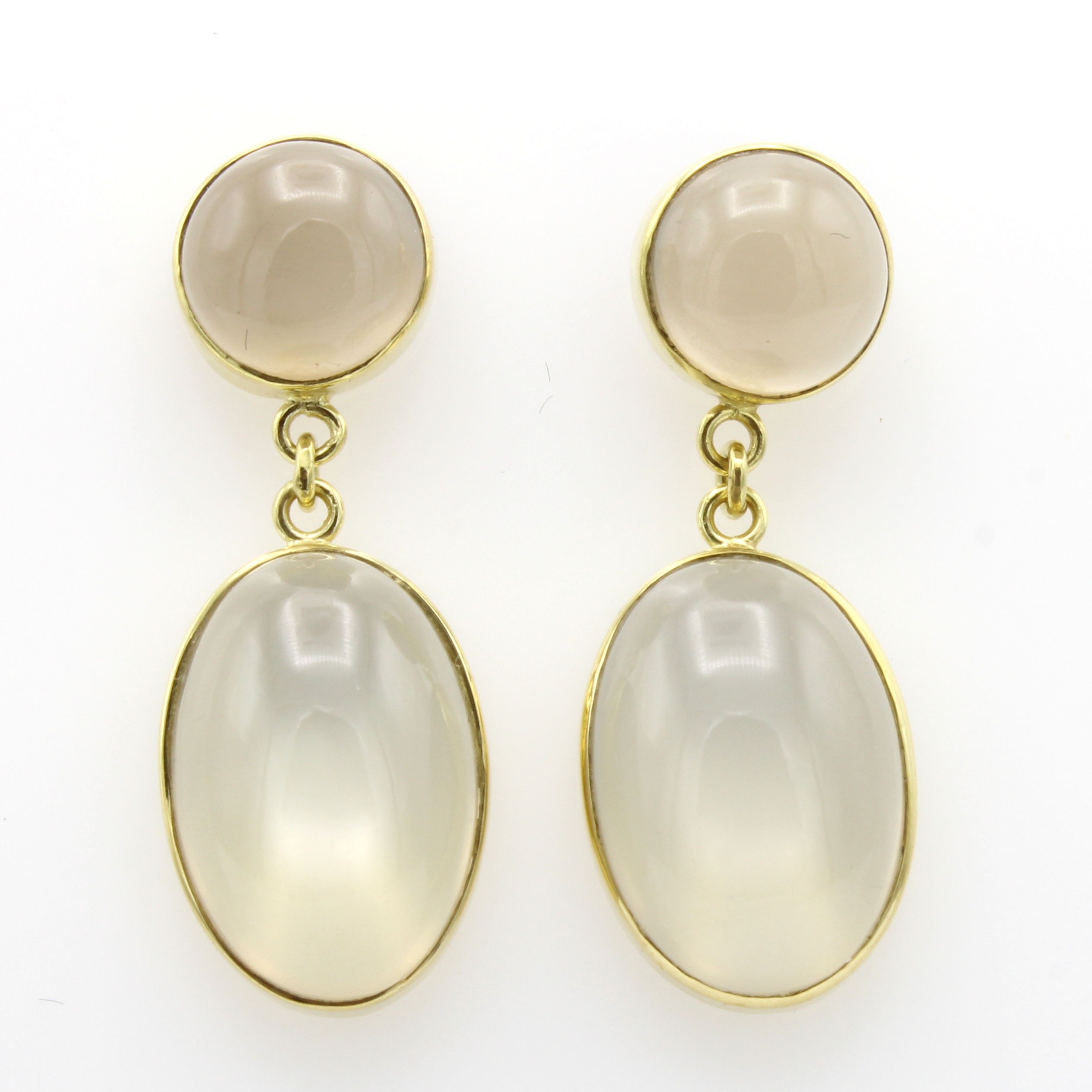 Image 26984261 - Paar Ohrstecker mit Mondsteinen, GG 585/000,ovale Mondsteincabochons zus. ca. 44.8 ct ...